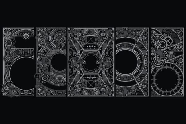 5款机械机甲背景图案海报PSD素材素材库精选模板 5 mecha poster template