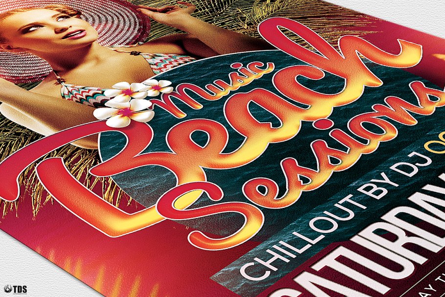 沙滩之夜海滩派对活动传单PSD模板 Beach Night Sessions Flyer PSD插图(5)