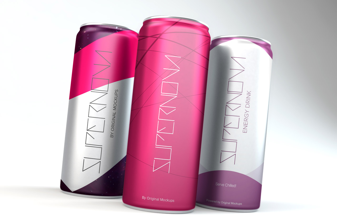 3D易拉罐饮料罐头外观设计图预览样机05 3D Slim Can PSD Mockup 05插图