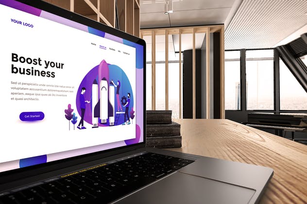 真实场景Macbook笔记本网页UI设计展示样机v1 MacBook Pro V.1插图(4)