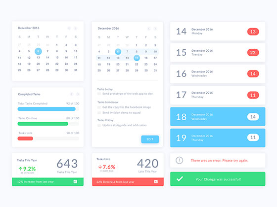 清新日历界面元素素材之家精选sketch素材