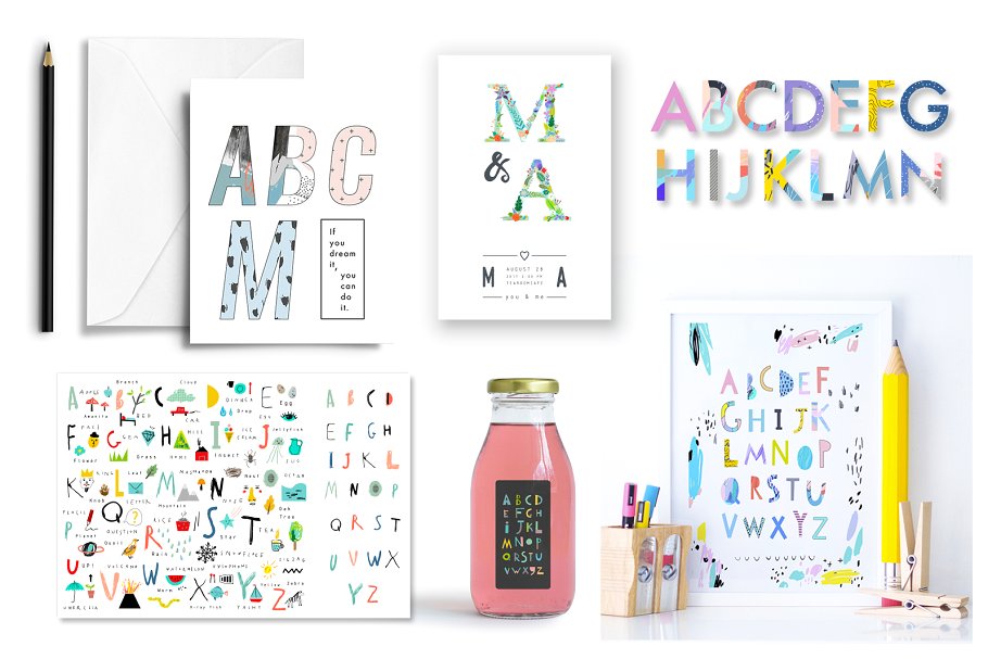 6款可爱时尚的字母表插画 6 ALPHABETS插图