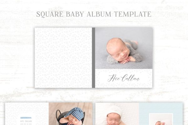 初生婴儿艺术照相册模板 Baby Boy Album Template