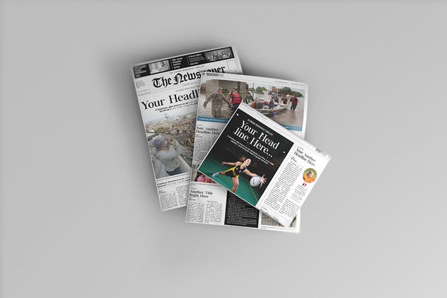 新闻广告报纸样机模板V1 Newspaper Mockups 01插图(6)