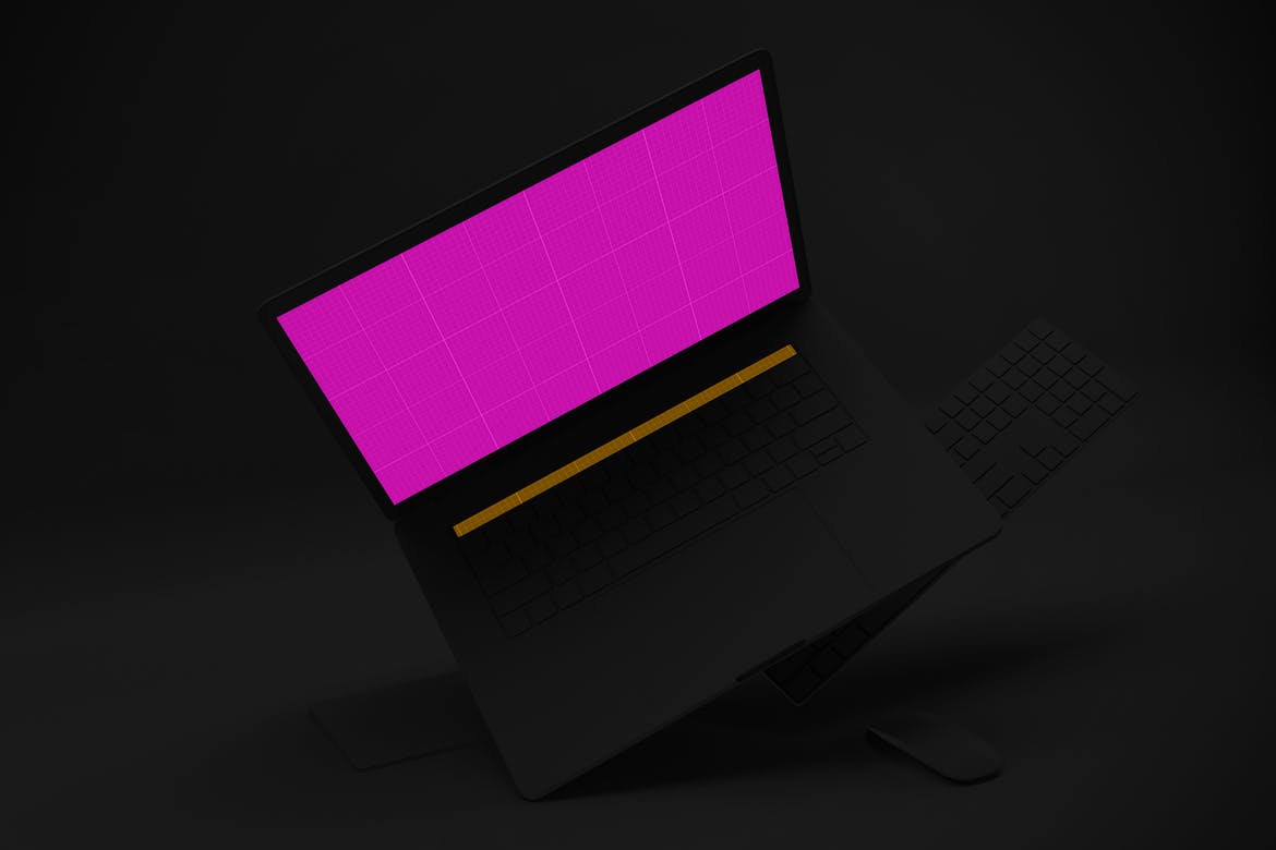 暗黑背景MacBook Pro笔记本电脑设计图预览素材库精选样机v3 Dark Macbook Pro Mockup V.3插图(8)