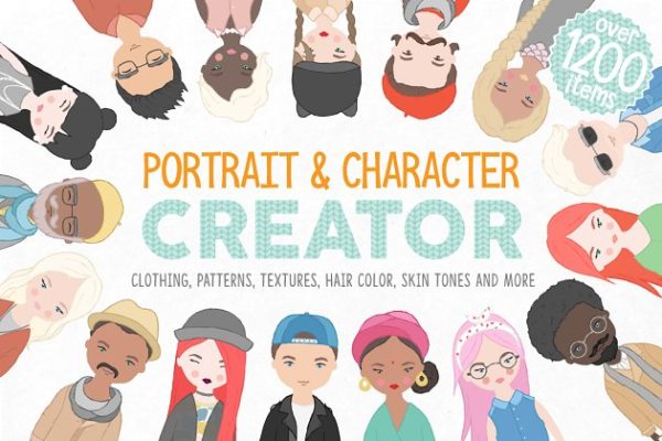 卡通人物形象设计素材包 Portrait &amp; Character Creator Pro
