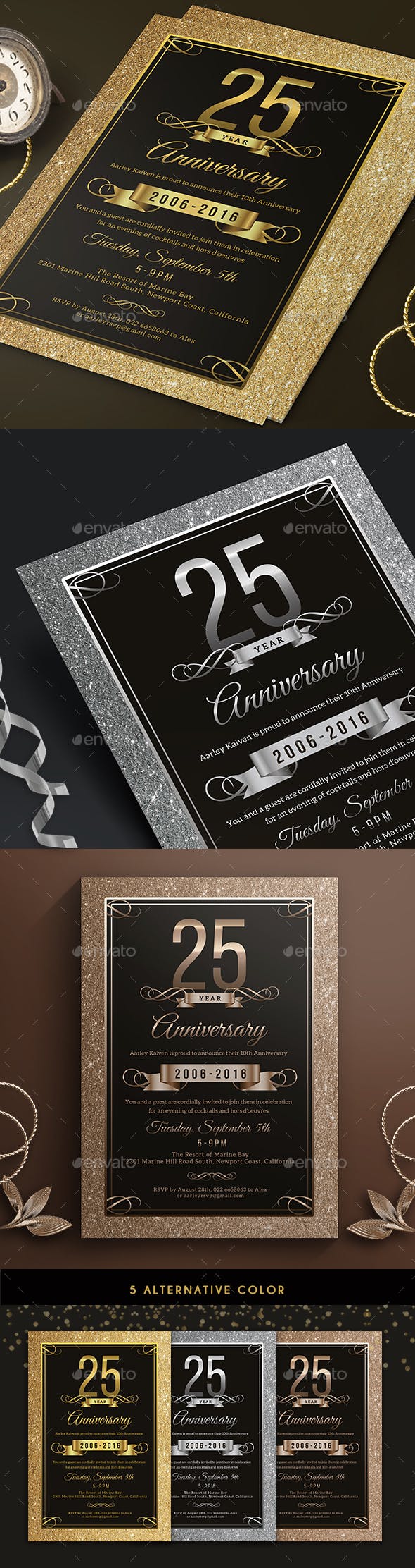 风格优雅的周年庆典海报模板 Elegant Anniversary Invitation [psd]插图