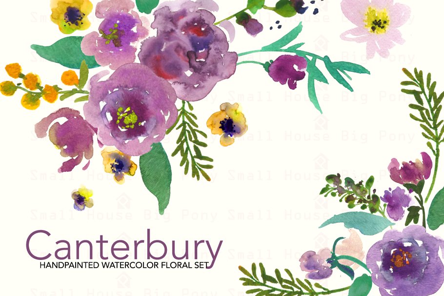 坎特伯雷-水彩剪辑艺术集 Canterbury- Watercolor Clip Art Set插图(1)