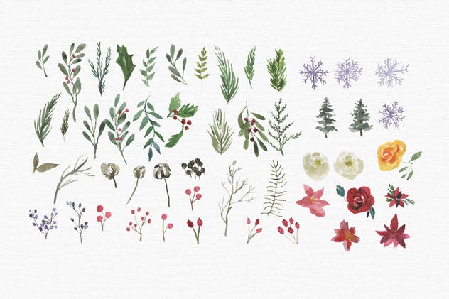 圣诞节水彩设计和剪贴画合集 Christmas Watercolor Designs and clipart插图(1)