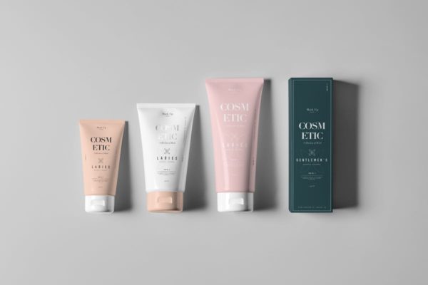 美容化妆品软管&amp;包装盒样机模板 Cosmetic Tube &amp; Box Mock-up