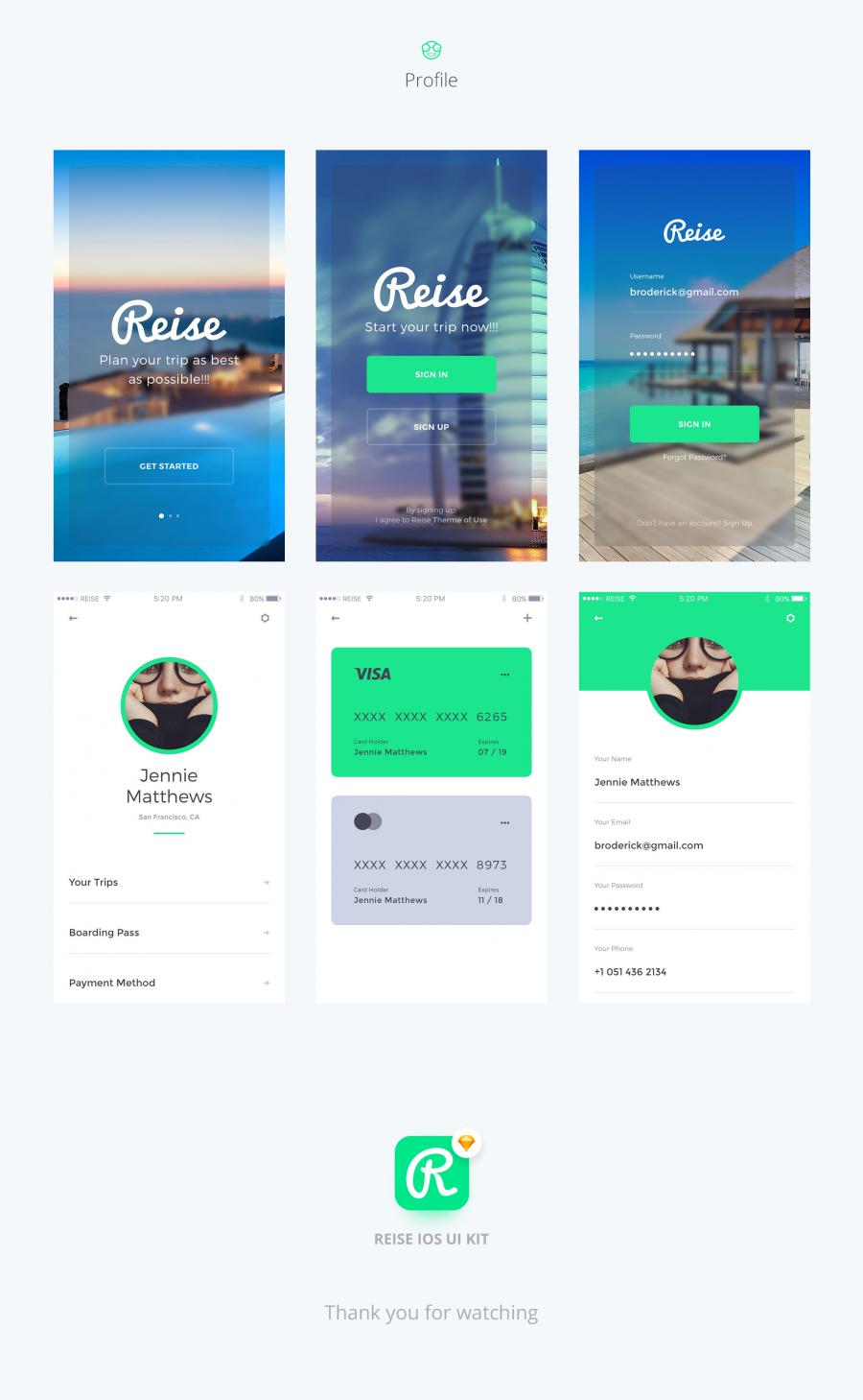 绿色清新旅行类多功能APP UI KITS下载[Sketch]插图(6)