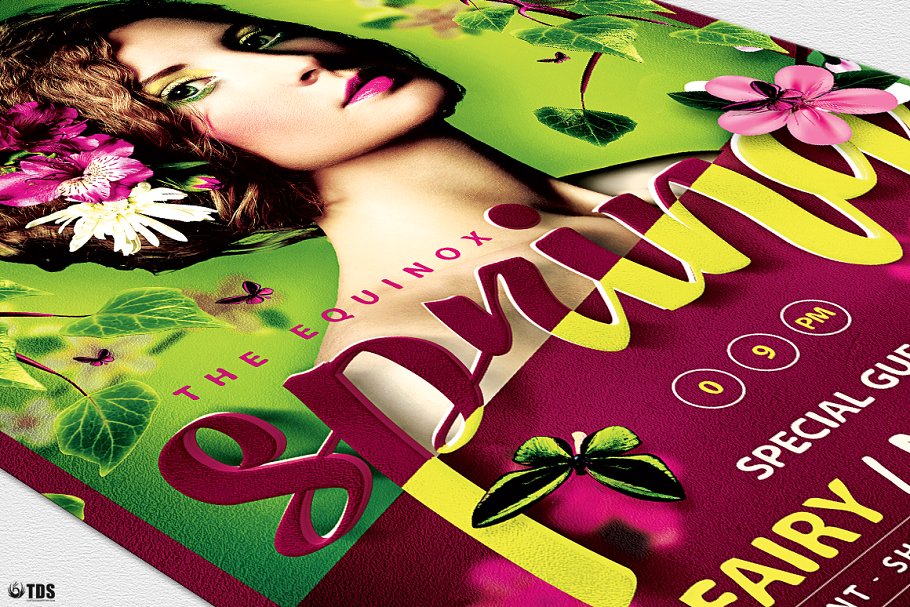 充满生命力春意盎然海报传单设计PSD模板 Spring Equinox Flyer PSD V5插图(5)