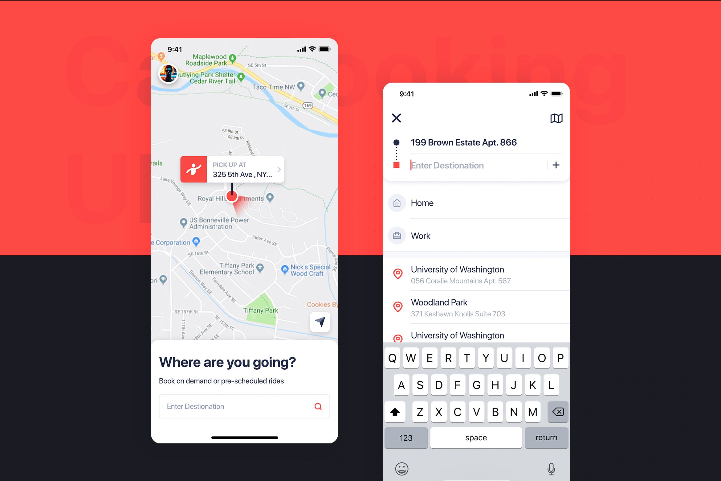 网约车APP应用UI设计之位置定位界面设计模板 Car Booking UI mobile concept – Sign Up form插图