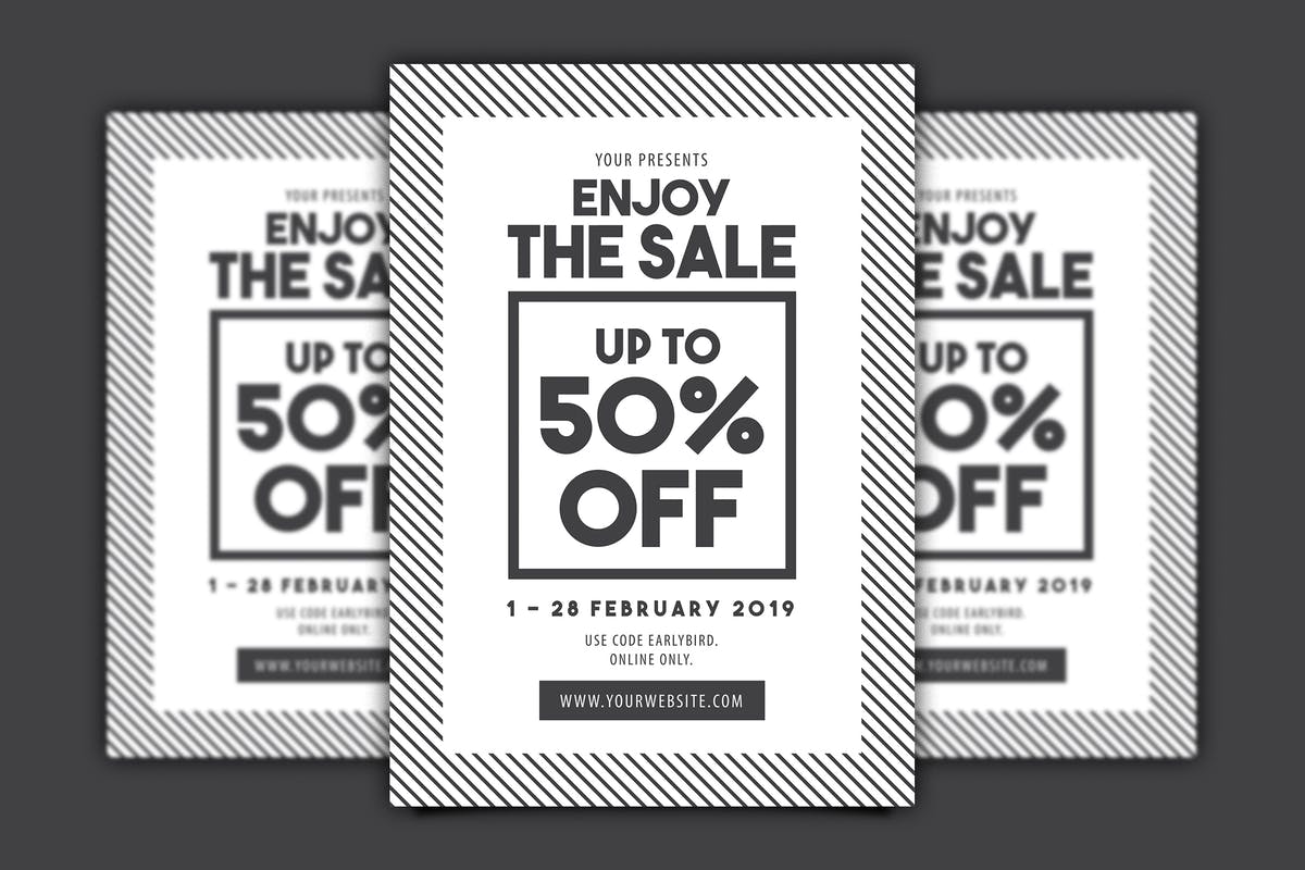 创意简约文字排版促销广告模板下载 Big Sale Flyer插图