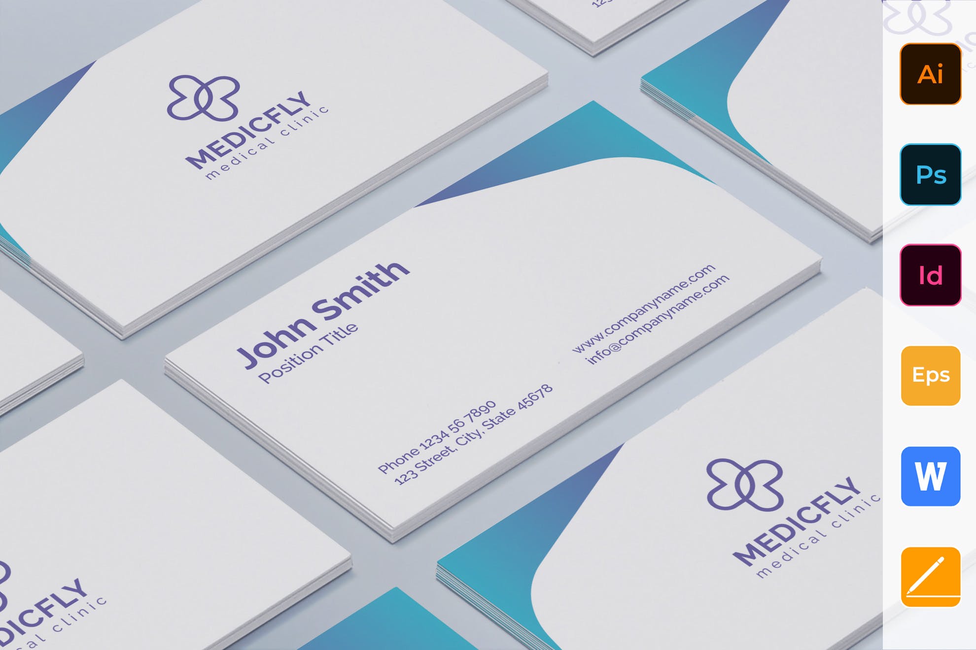 私人诊所/医院名片设计模板 Medical Clinic Business Card插图