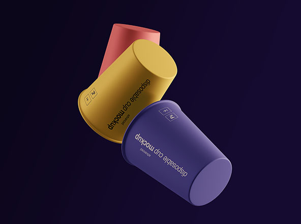 一次性水杯外观设计效果图样机模板 Gravity Cups Mockup