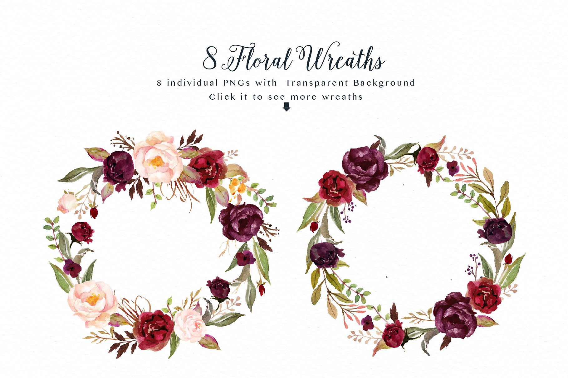 勃艮第水彩花卉艺术剪贴画 Watercolor flower Clip Art-Marsala插图(5)