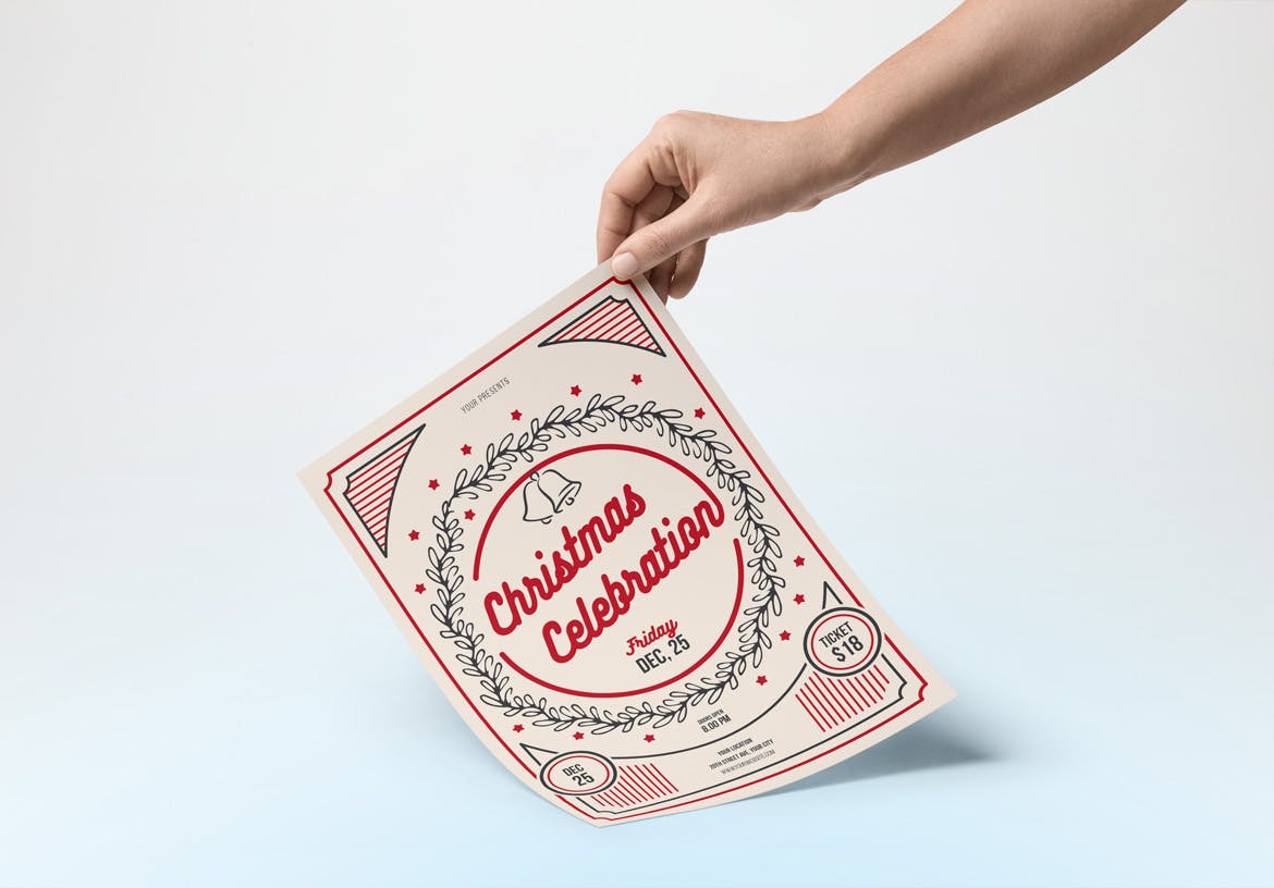 简约经典设计风格圣诞节庆祝活动海报设计模板 Classic Christmas Celebration插图(3)