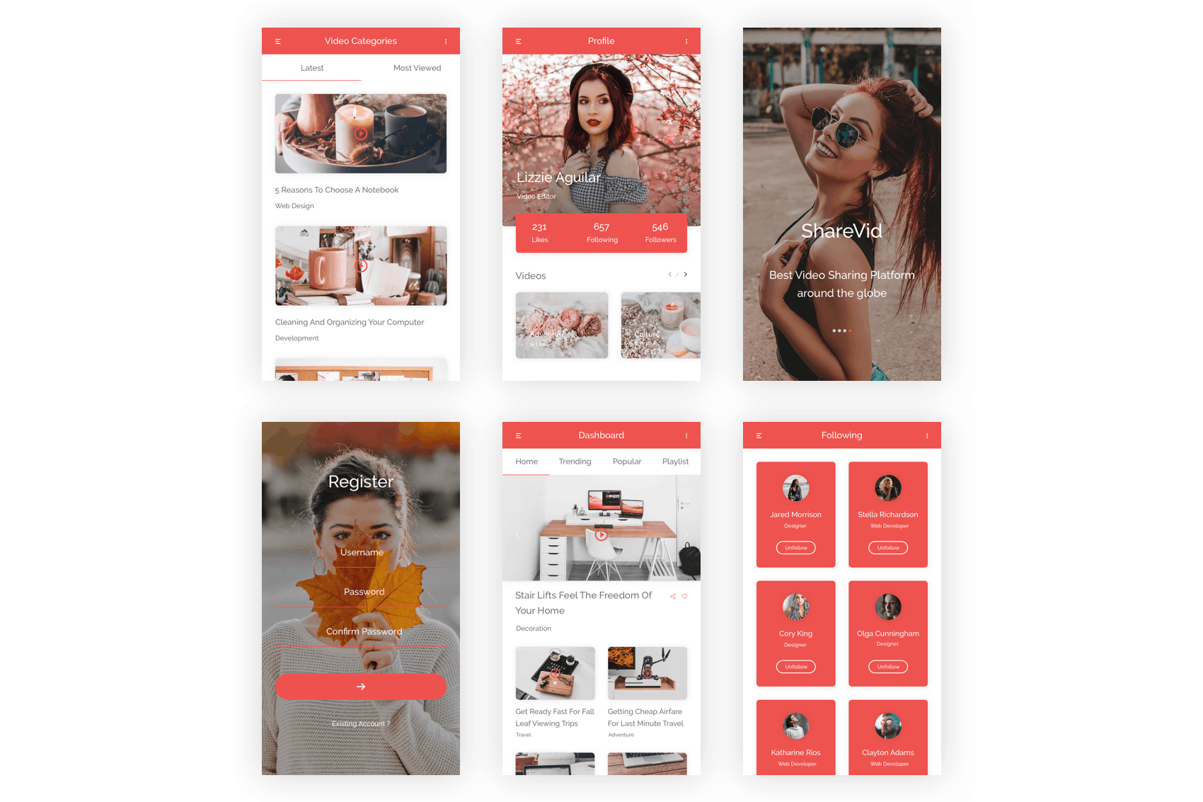 视频社交分享APP应用UI界面设计XD模板插图(4)
