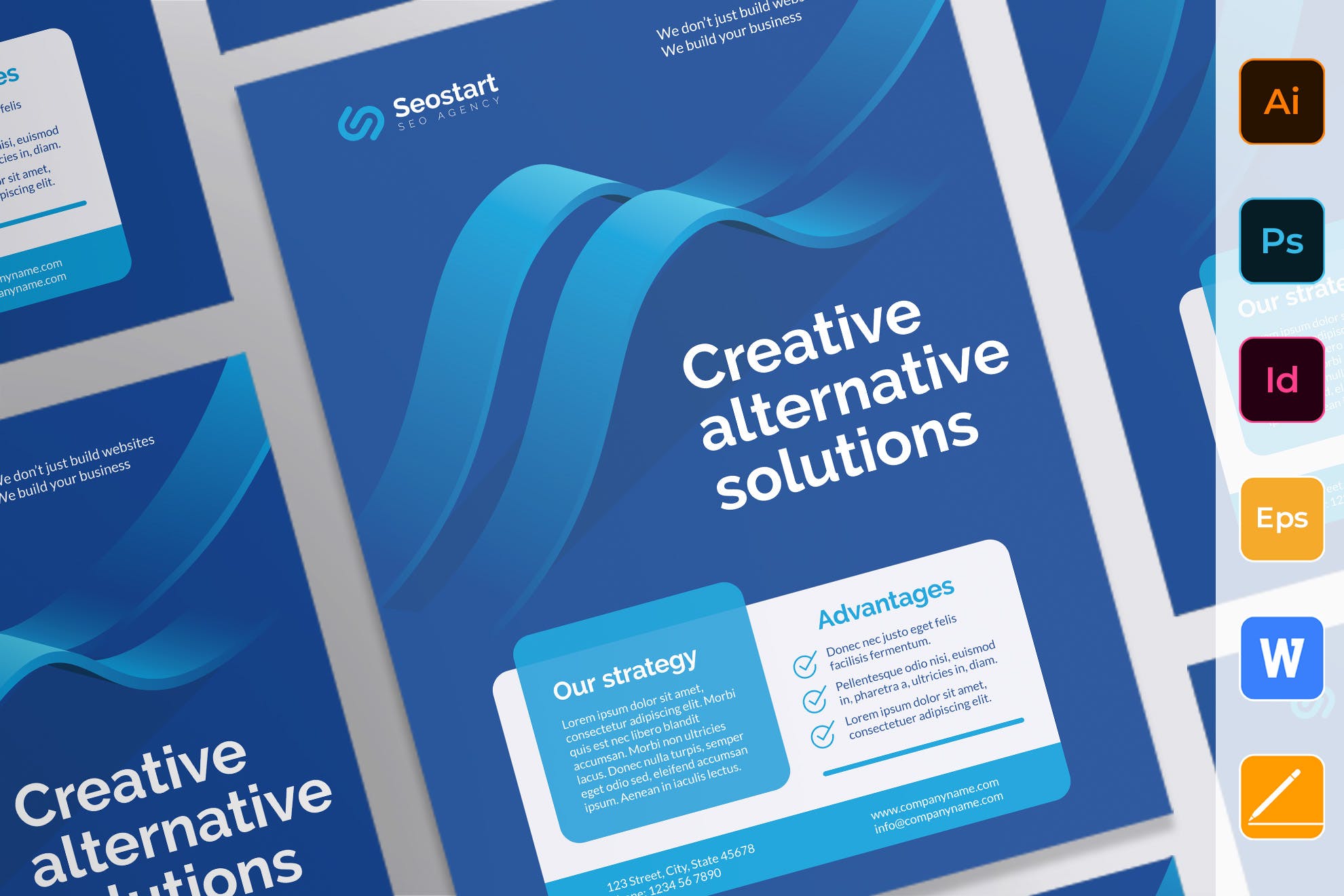 SEO/SEM推广服务企业介绍海报设计模板 SEO Agency Poster插图