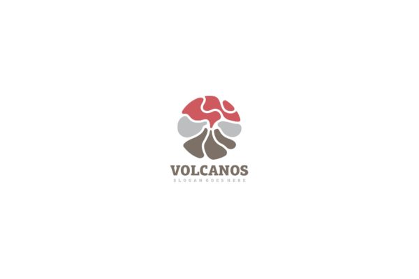 创意火山抽象图形Logo设计素材库精选模板 Volcano Logo