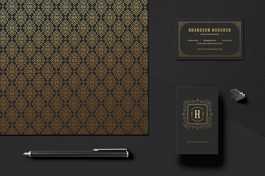 15款复古装饰风格企业名片设计模板 15 Ornaments Business Cards Bundle插图(3)
