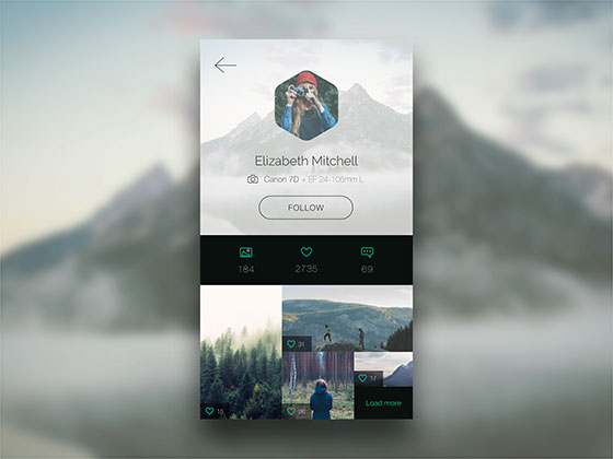 Photo APP Profile Page素材之家精选sketch素材