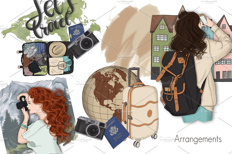 旅行主题手绘设计工具包 Wanderlust Hand Drawn Design Kit插图(6)