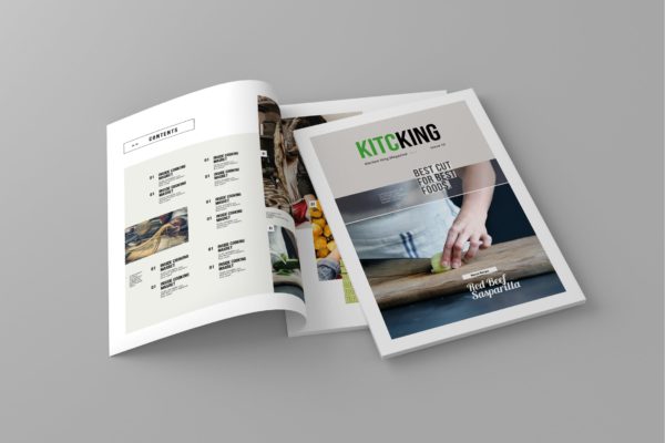 美食素材库精选杂志排版设计模板 Kitcking – Magazine Template