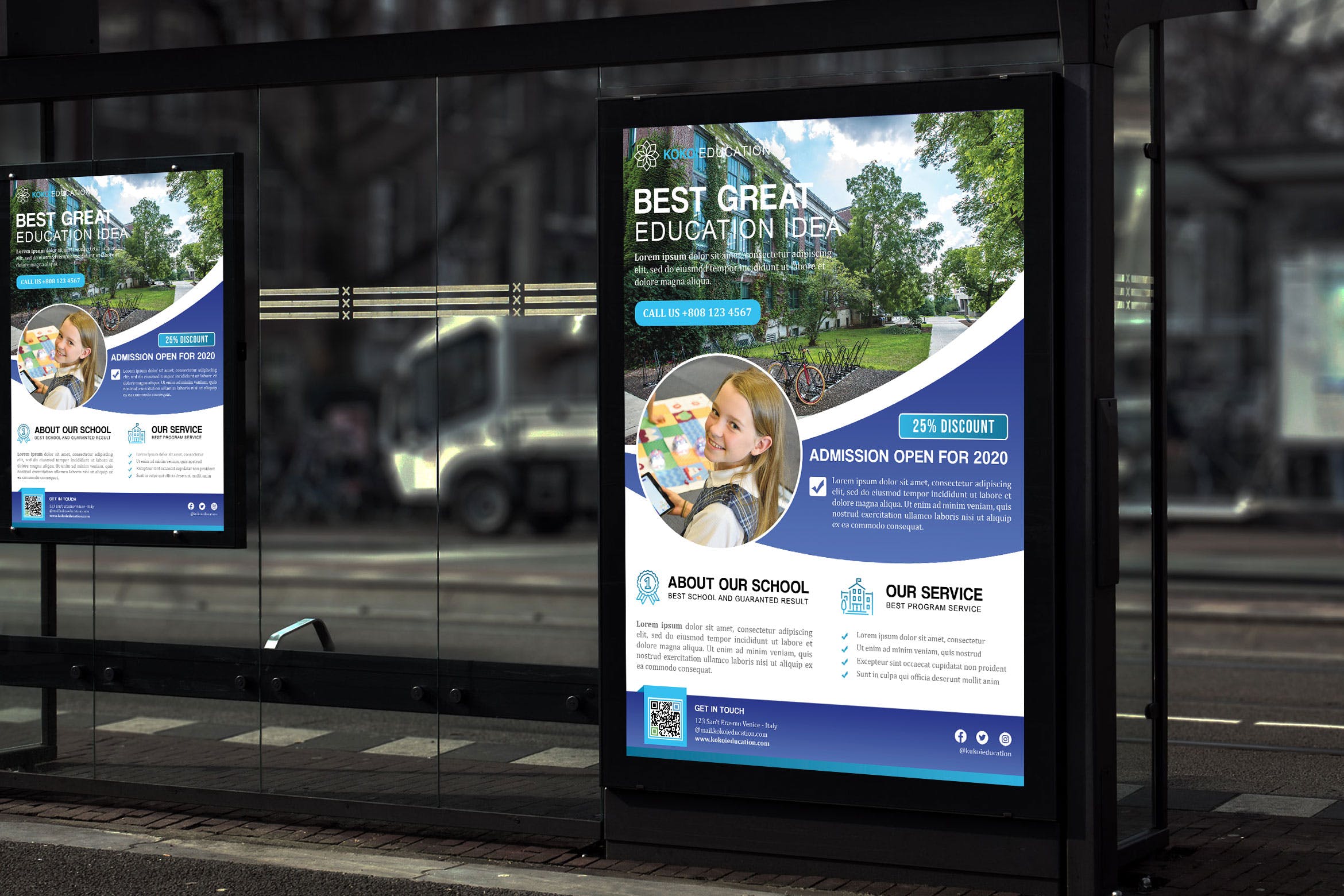 高级私立初中招生简章海报PSD素材素材库精选模板 Kokoi – Junior Education Poster HR插图