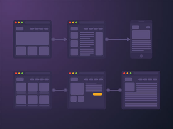 迷你暗色流程线框图素材之家精选sketch素材