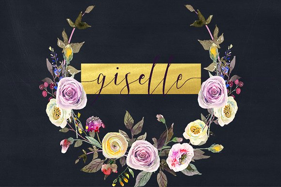 黄色粉色水彩花卉剪贴画合集 Watercolor Pink Yellow Flowers插图(15)