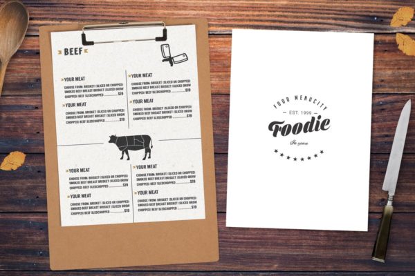 餐馆餐厅店招Logo设计效果图素材库精选模板 Menu Logo Mock Up