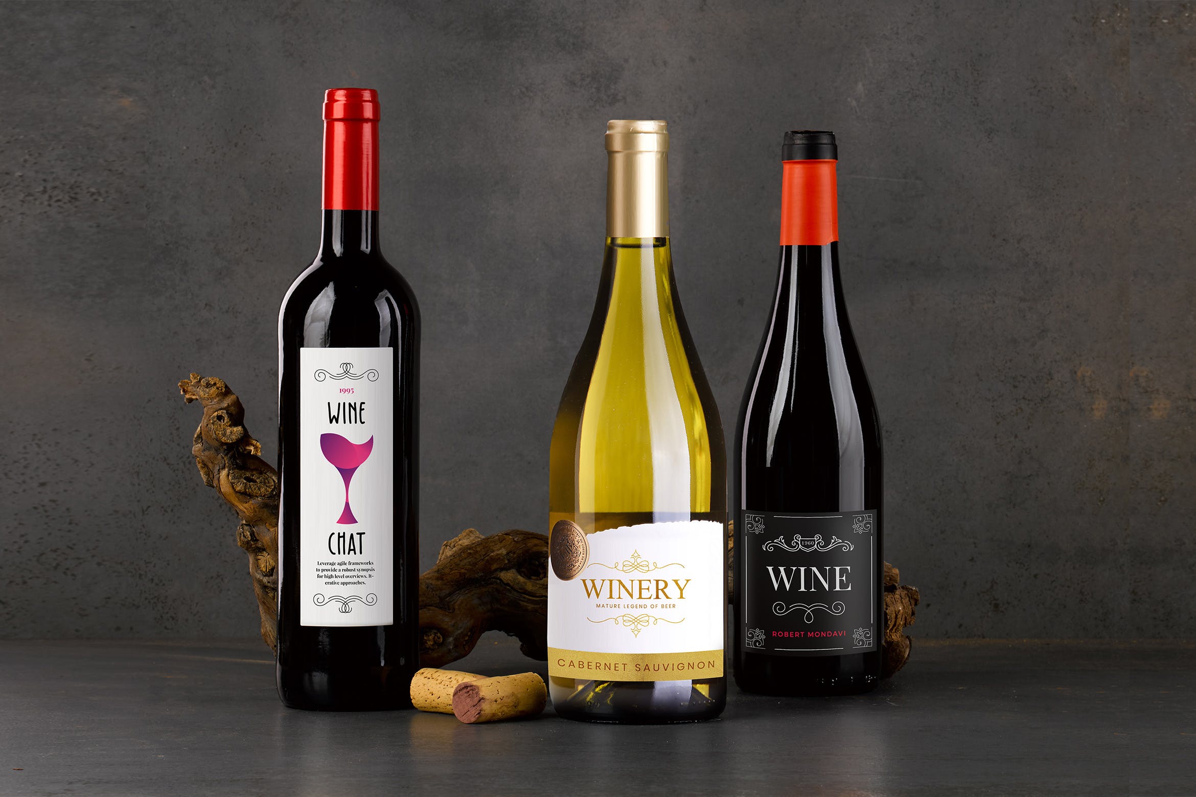 葡萄酒/洋酒酒瓶外观设计素材库精选 Wine Bottle Mockup插图