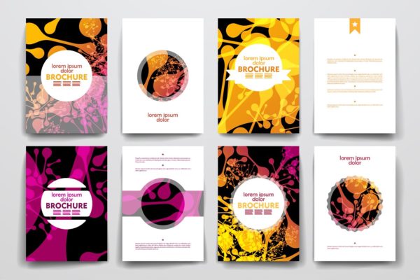 DNA结构图形背景画册模板 Brochures in DNA molecule style