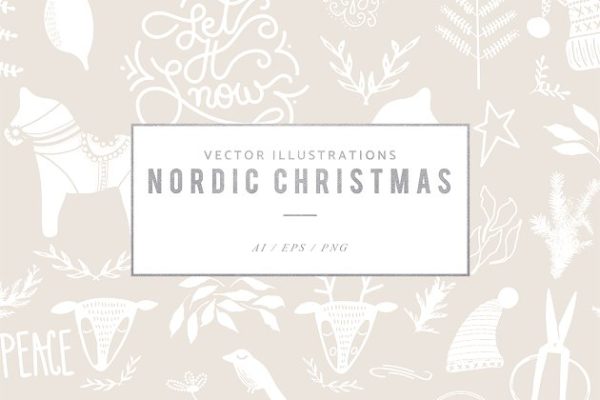 北欧风格圣诞主题矢量图形 Nordic Christmas Vector Graphics