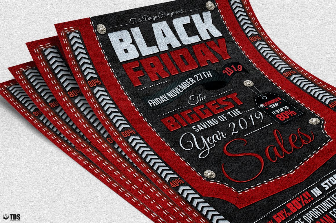 黒五海淘电商促销海报设计模板 Black Friday Flyer Template插图(4)
