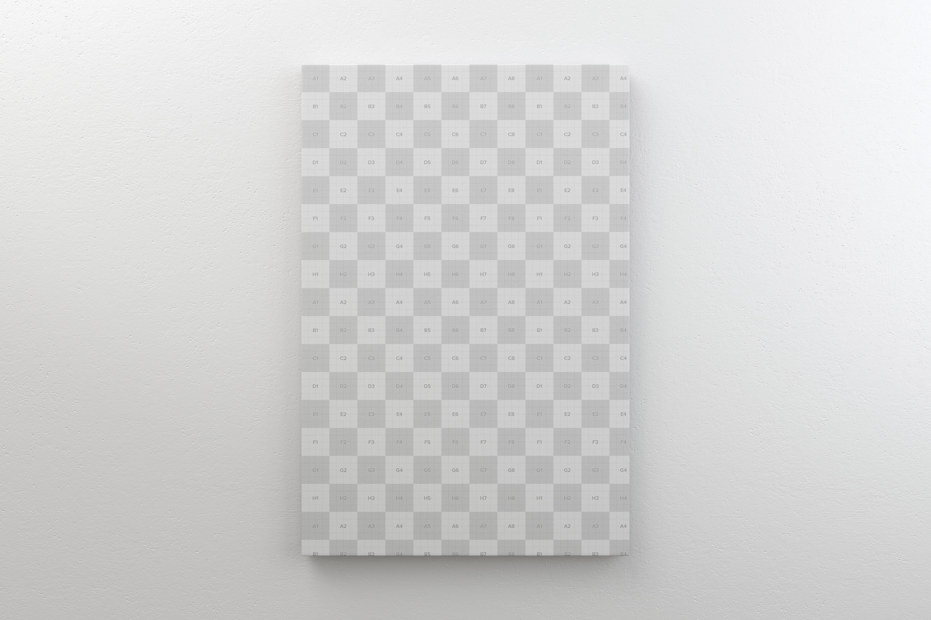 挂墙画布绘画作品＆照片展示正视图样机 2:3 Portrait Canvas Mockup Hanging on Wall, Front View插图(1)