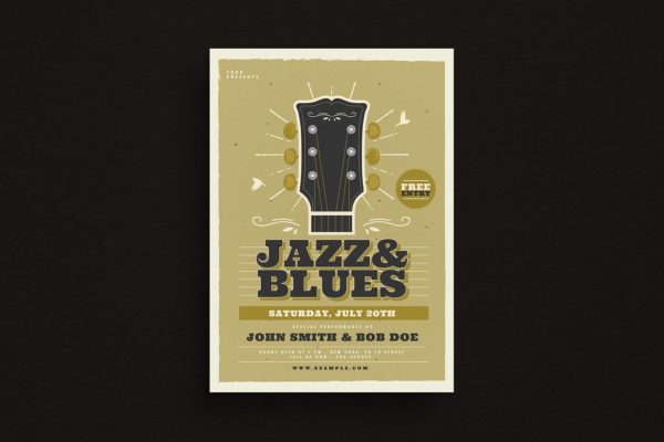 爵士蓝调音乐活动宣传单设计模板 Jazz &amp; Blues Music Flyer
