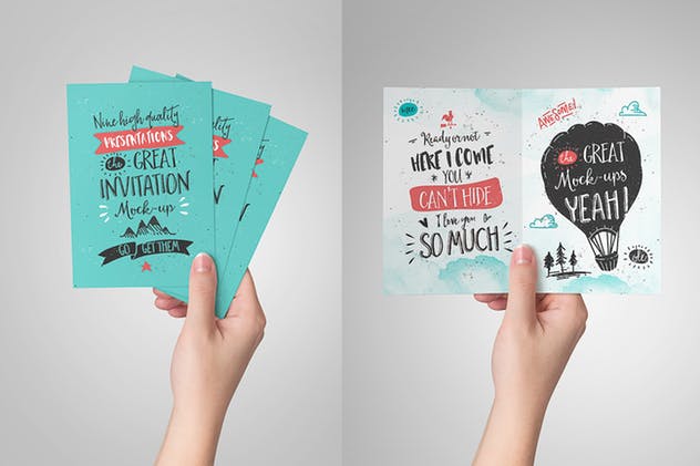 创意节日派对邀请函/贺卡样机 Invitation / Greeting Card Mock-Up插图(4)