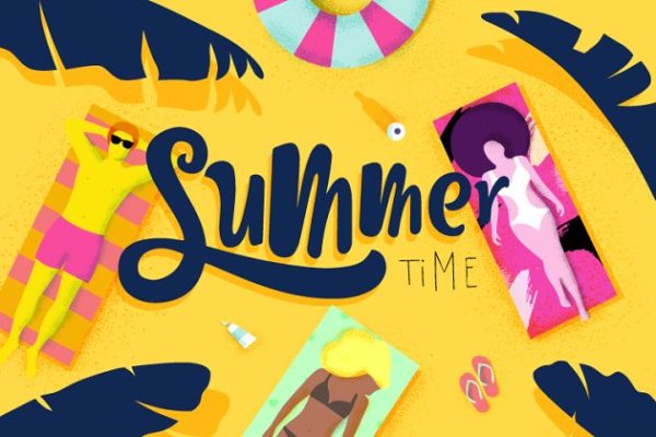 夏日时光大胆配色插画素材 Summer Time