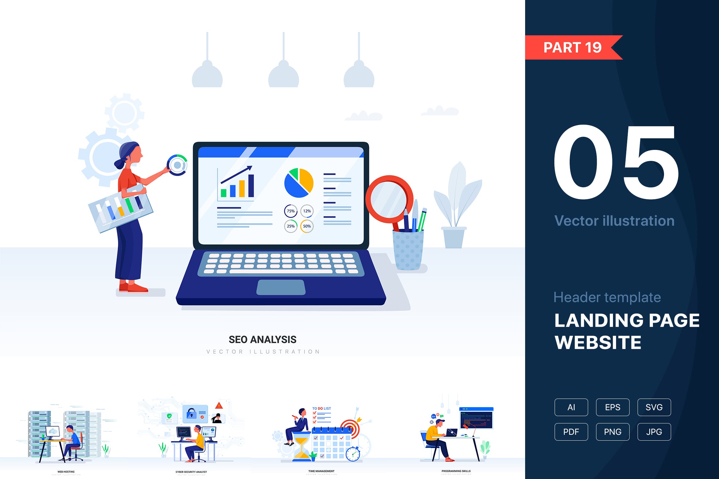 网站UI设计矢量概念插画素材[v19] [Part 19] Website illustrations set插图