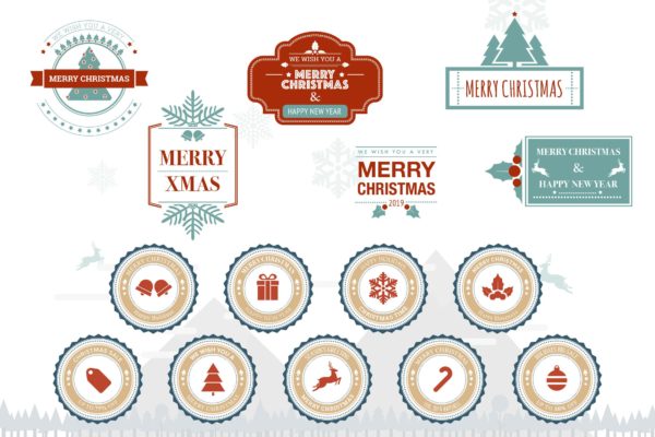 圣诞节主题徽章矢量设计图形 Christmas Badge