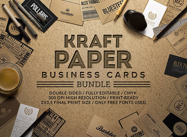 10个高品质的牛皮纸质感的名片设计模板