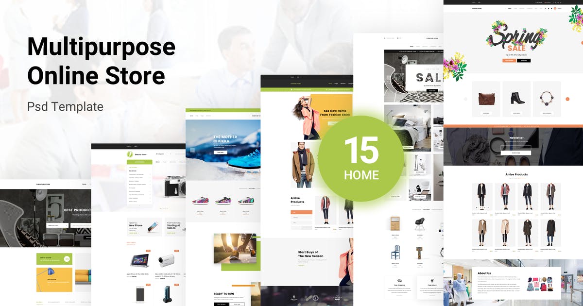 15种设计风格多用途网上商城设计PSD模板 Crux Store – Multi-Purpose PSD Template插图