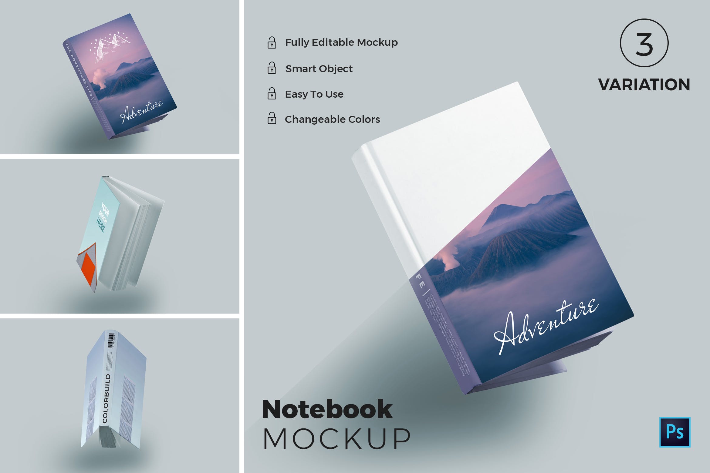 硬封精装记事本封面设计样机 Note Book Mockups插图