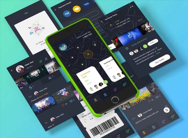 素材库下午茶：适用于商业活动的社交功能APP UI KITS下载[sketch]