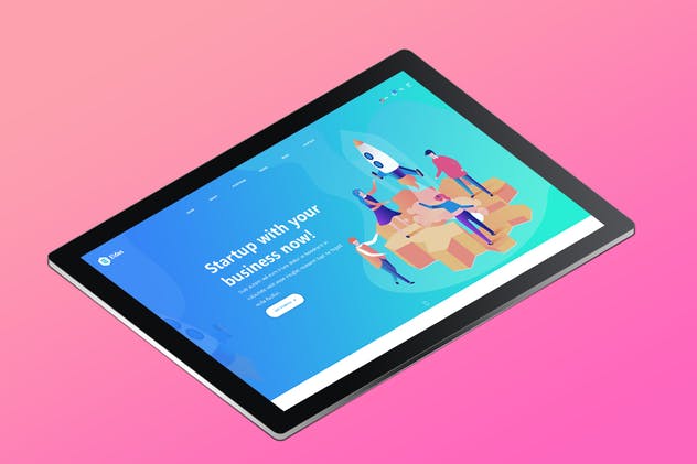 网页设计等距平板电脑屏幕样机 Isometric Screen Mockup插图(1)