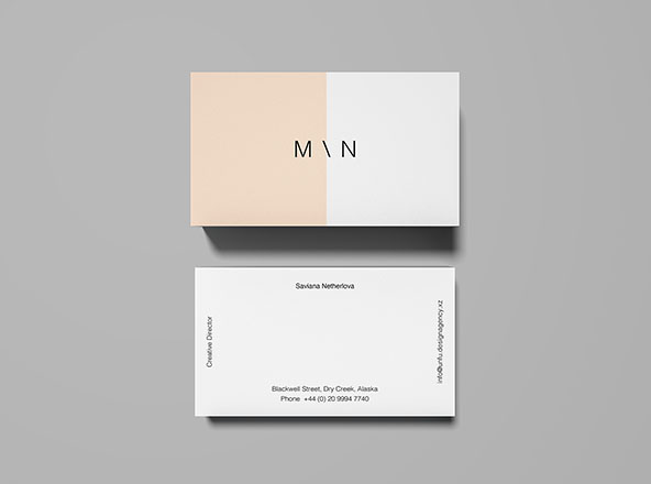 企业名片双面设计预览样机 Overhead Business Card Mockup