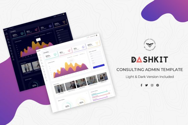 咨询管理平台网站后台管理界面UI套件 Consulting Admin Dashboard UI Kit